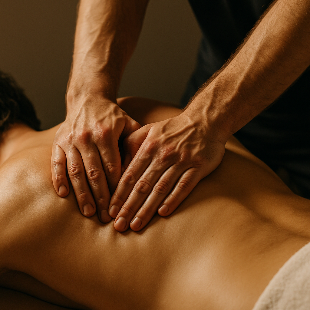 Aplicación de técnica terapéutica de quiromasaje profesional